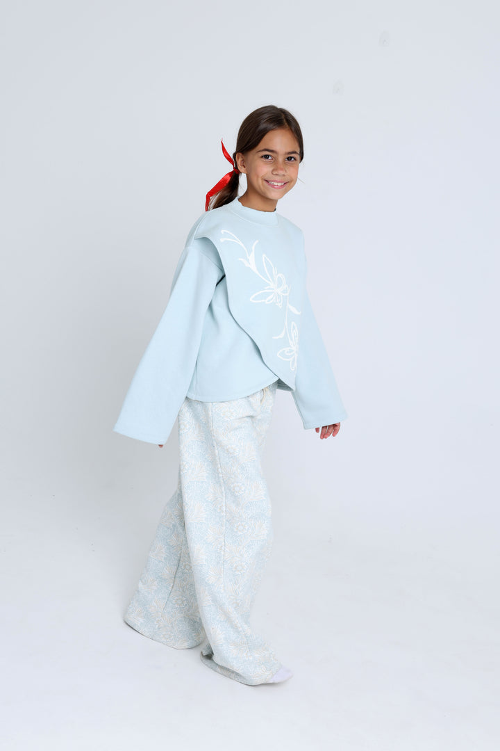 High Collar Printed Pajamas Set 22253606