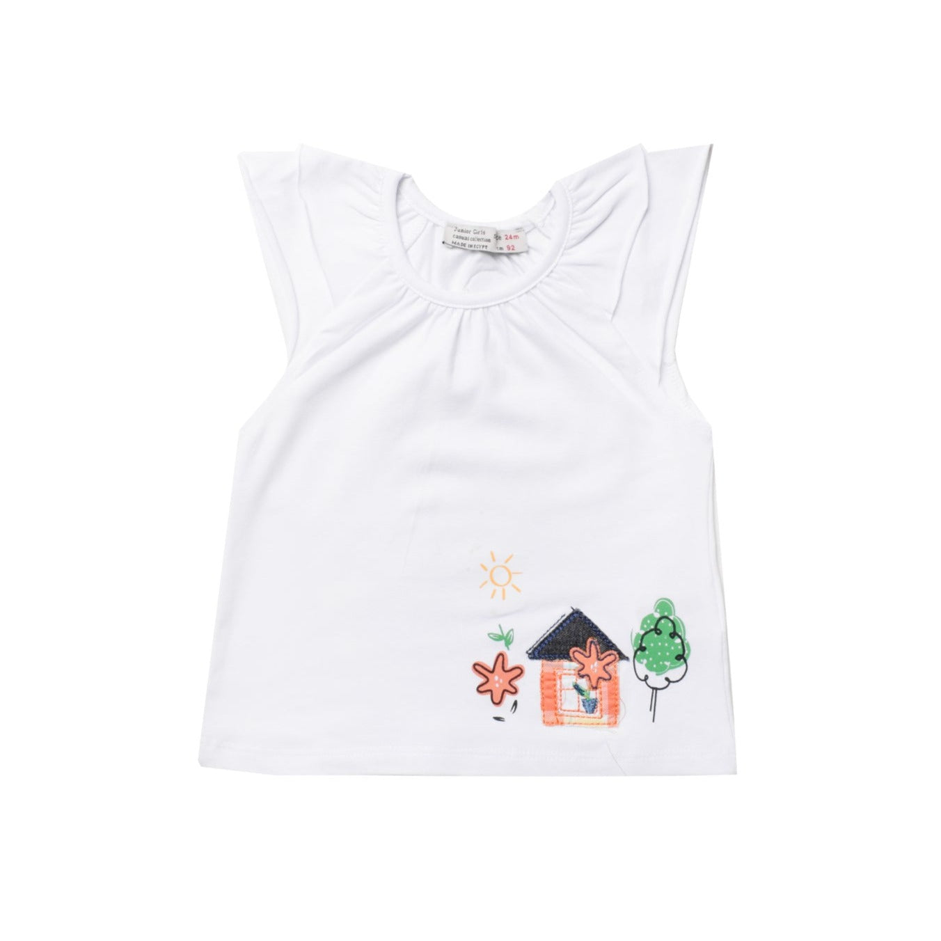 Printed Sleeveless T-Shirt with a Round Neck