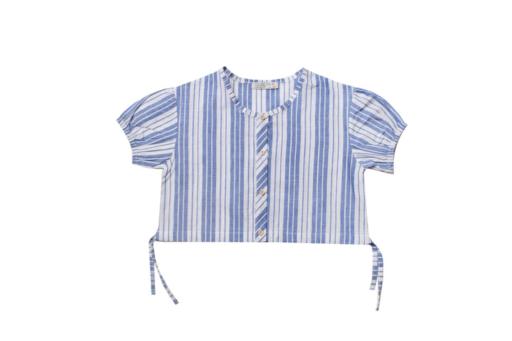 Striped Short Sleeve Crop Shirt