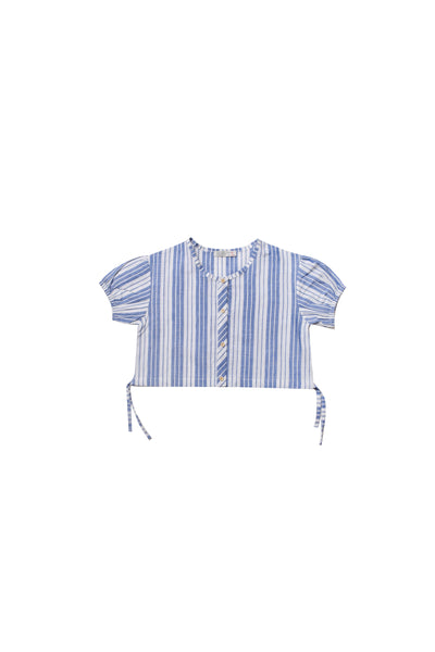Striped Short Sleeve Crop Shirt