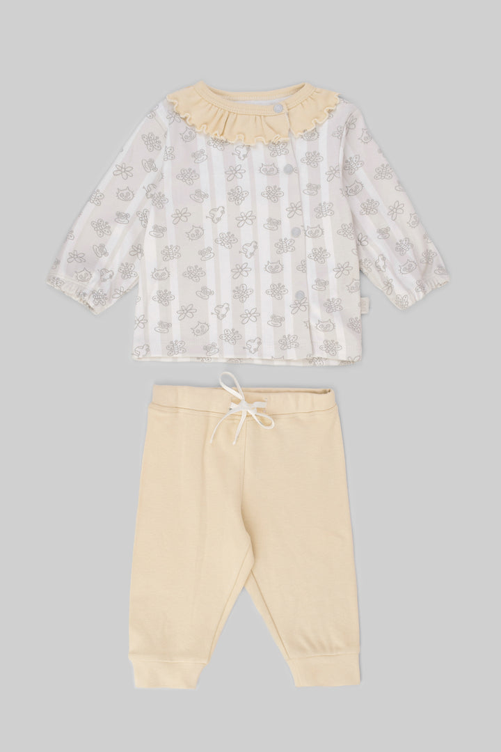 Rouned Printed Pajamas Set