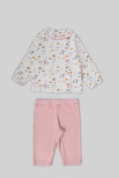 Rouned Printed Pajamas Set