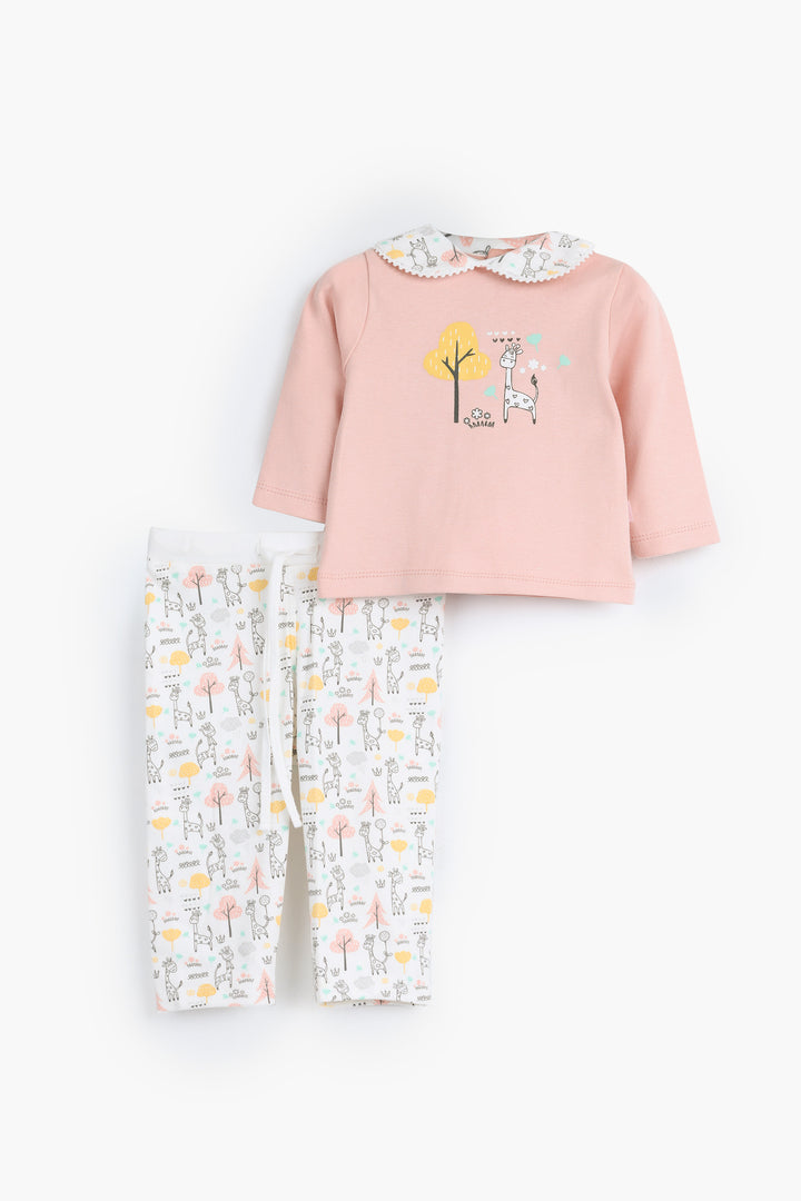 Round Printed Pajamas Set 3-2724-25