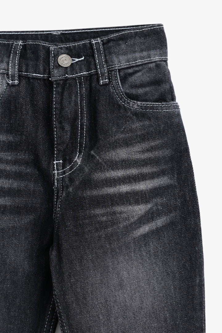 Boys Medium Grey Straight Fit Pant