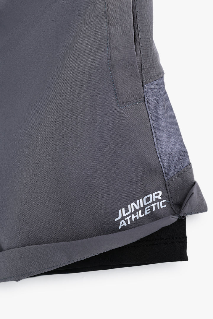 Boys Dark Grey Athletic Shorts