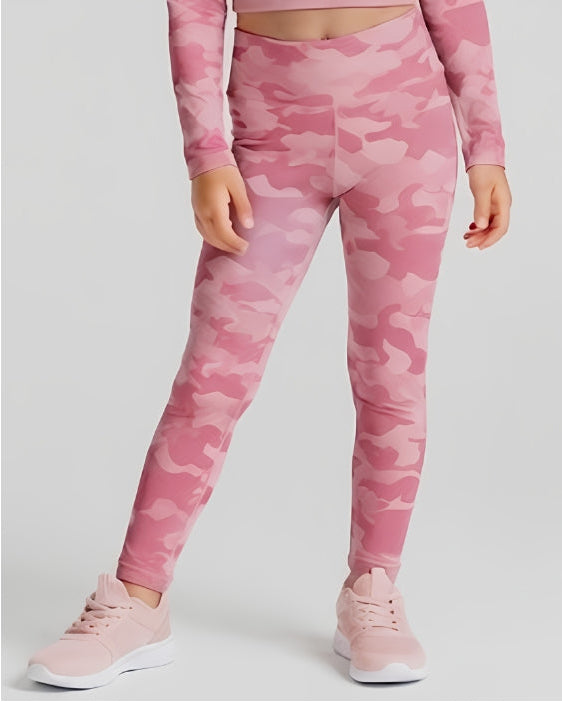 Girls Pink Army Leggings