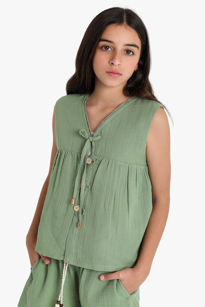 V-Neck Textured Muslin