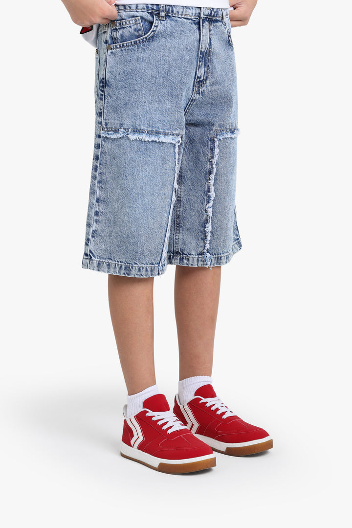 Wide Leg Denim Short