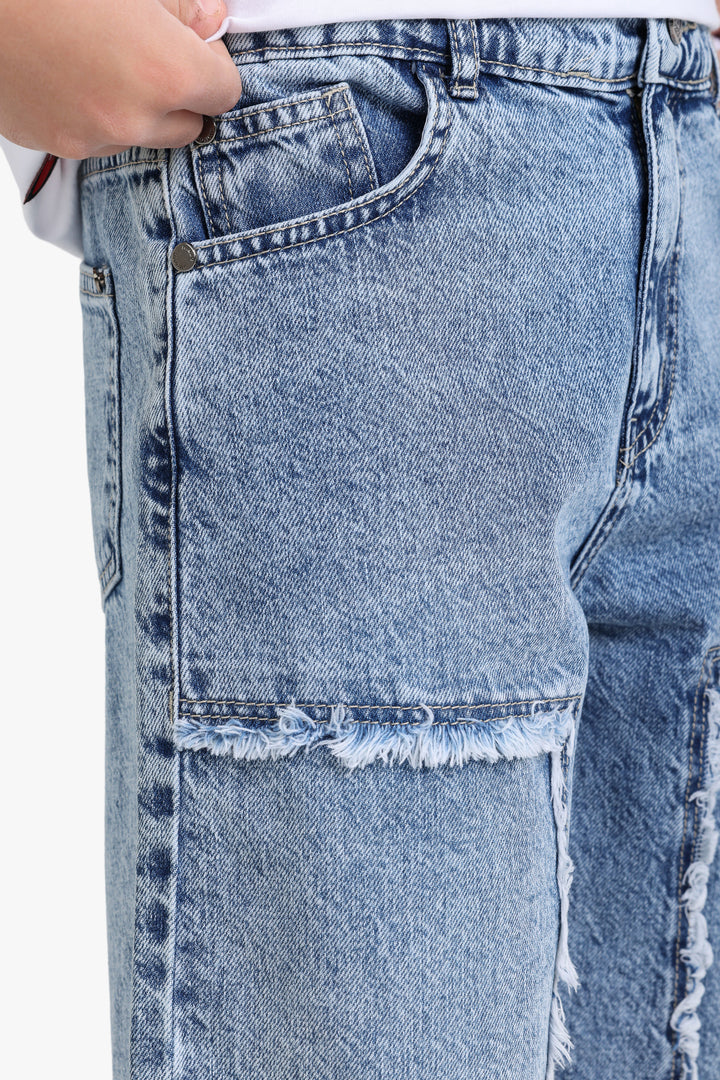 Wide Leg Denim Short