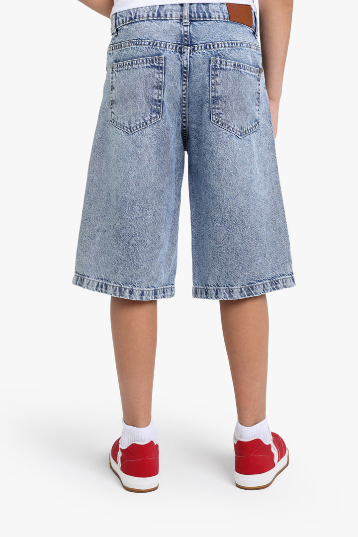 Wide Leg Denim Short