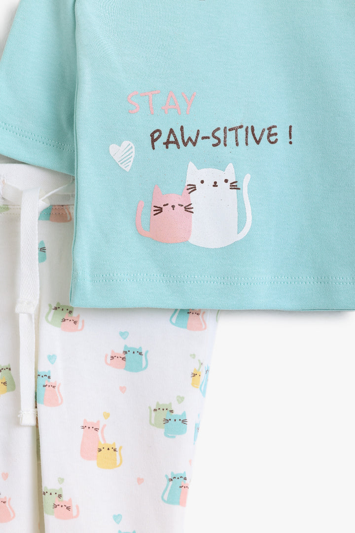 Baby Girls Lovely Cat Pyjama Set