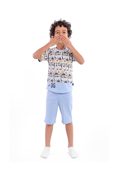 Printed Short Sleeve Pajamas Set 2 Pieces