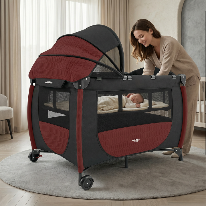 Allure Burgundy Baby Bed