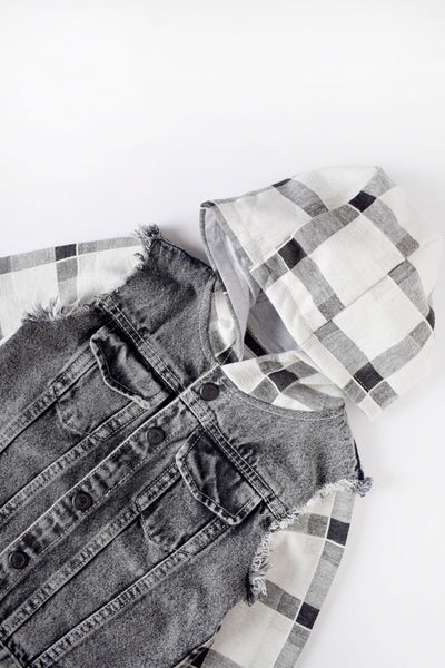 Checks Denim Hoodie Jacket - Junior Egypt