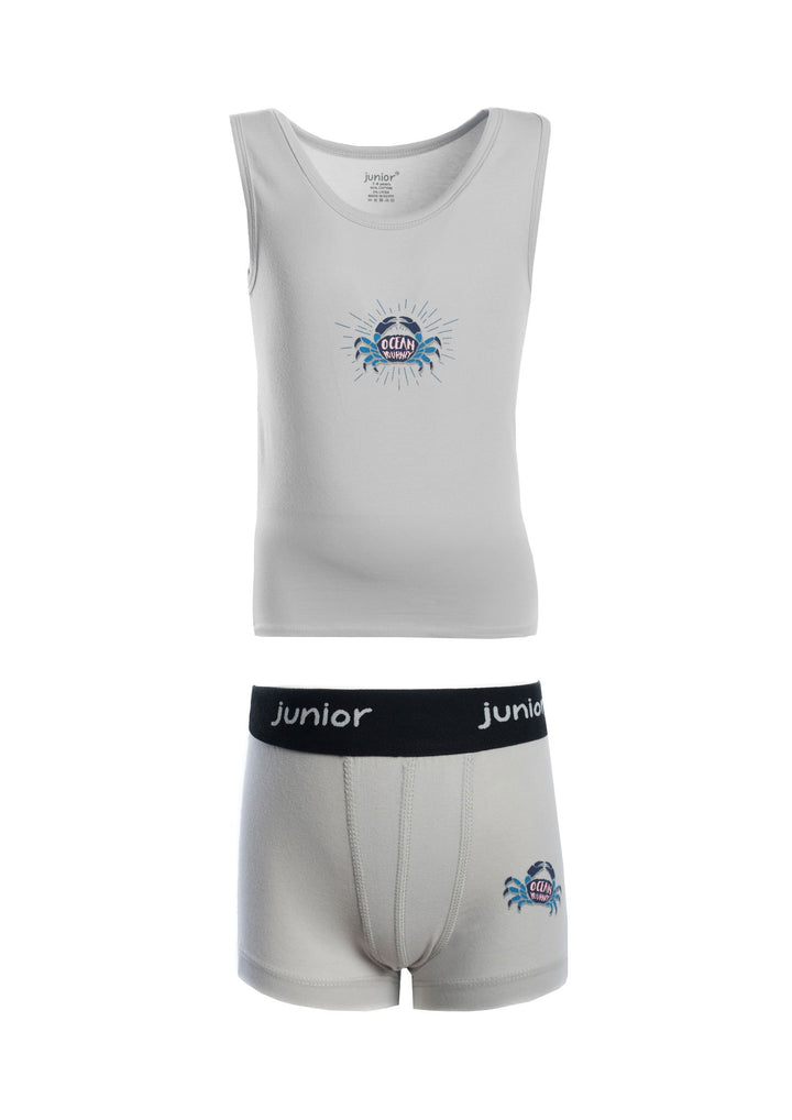 Printed Sleeveless Flannel With Boxer - Junior Egypt