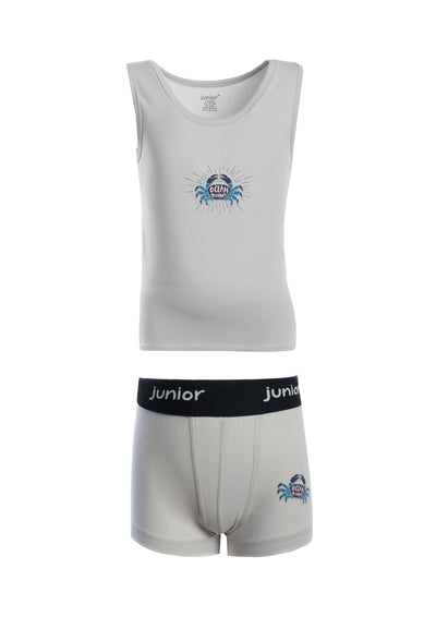 Printed Sleeveless Flannel With Boxer - Junior Egypt
