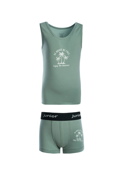 Printed Sleeveless Flannel With Boxer - Junior Egypt