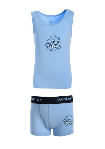 Printed Sleeveless Flannel With Boxer - Junior Egypt