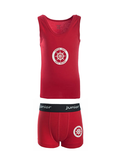 Printed Sleeveless Flannel With Boxer - Junior Egypt