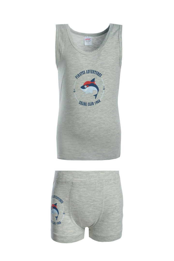 Printed Sleeveless Flannel With Boxer - Junior Egypt