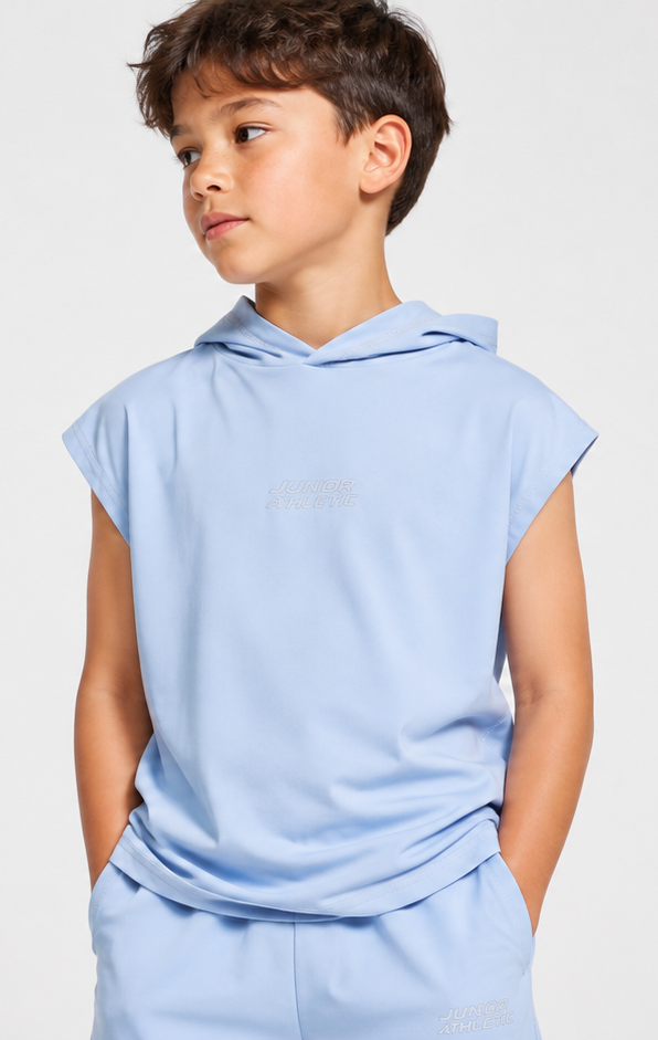 Boys Light Blue Hooded T-Shirt